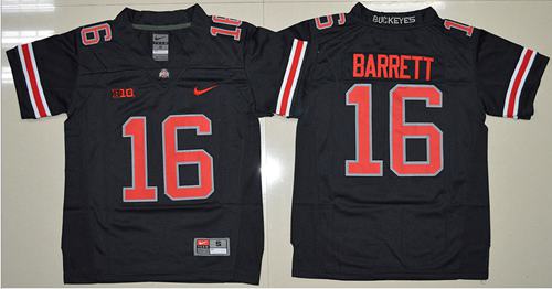 Buckeyes #16 J. T. Barrett Black(Red No.) Limited Stitched Youth NCAA Jersey